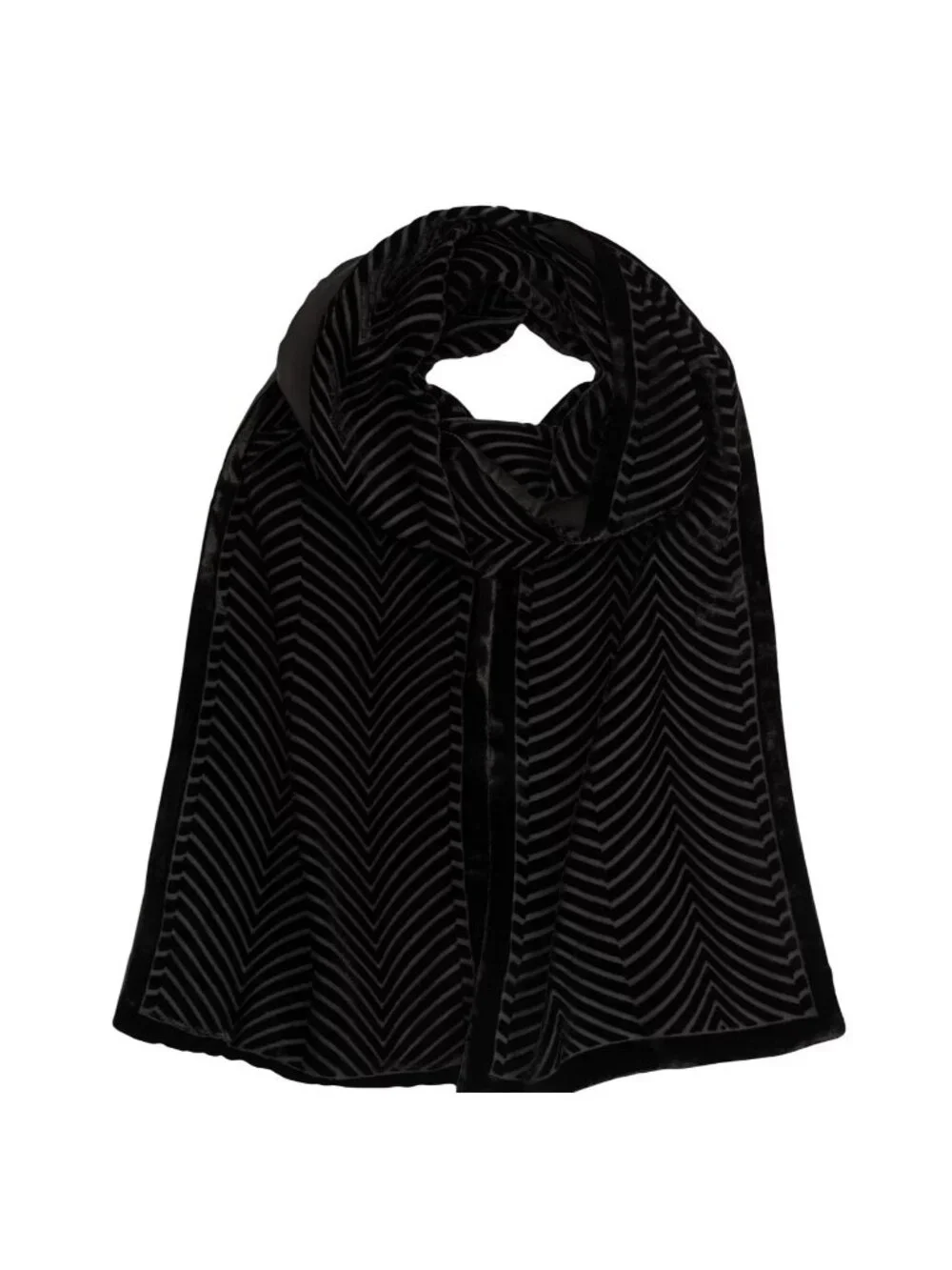 RALPH LAUREN velvet burnout silk women's scarf wrap - Black